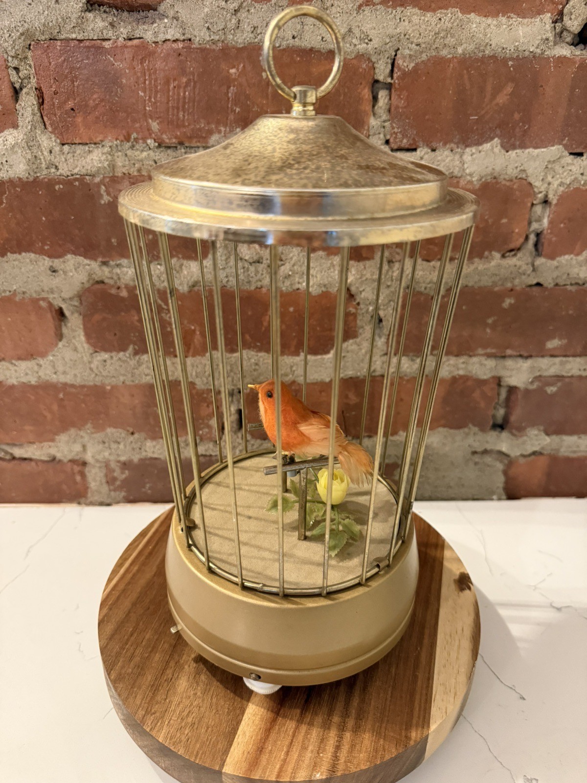 Vintage Bird Cage Music Box Automaton Automated Moving Bird Antique Video