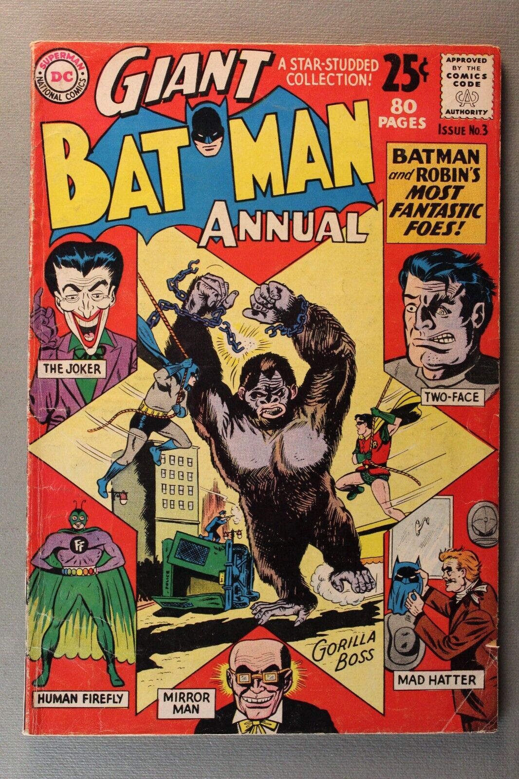 GIANT BATMAN ANNUAL #3 80 Pages *1962* Gorilla Boss, Joker, Mad Hatter, more
