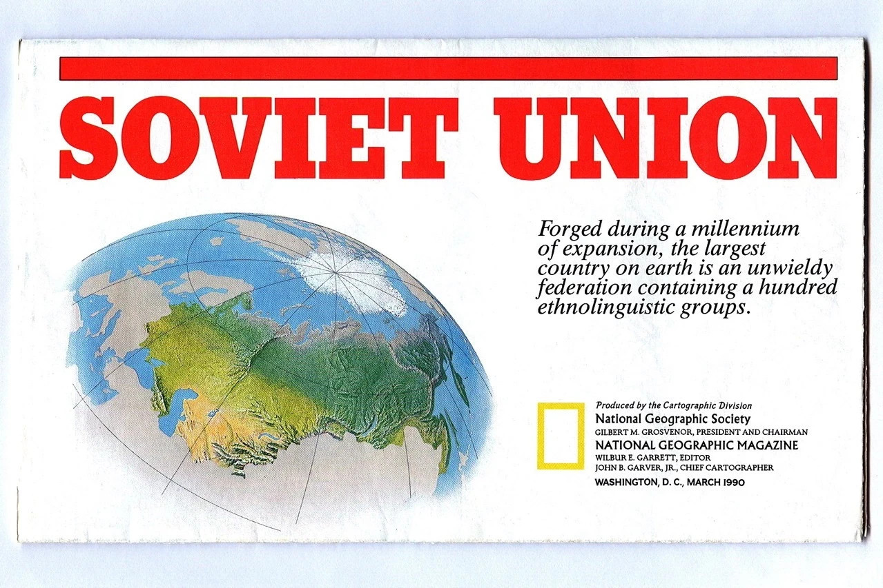 Vintage 1990 National Geographic SOVIET UNION Map USSR Republics People Poster