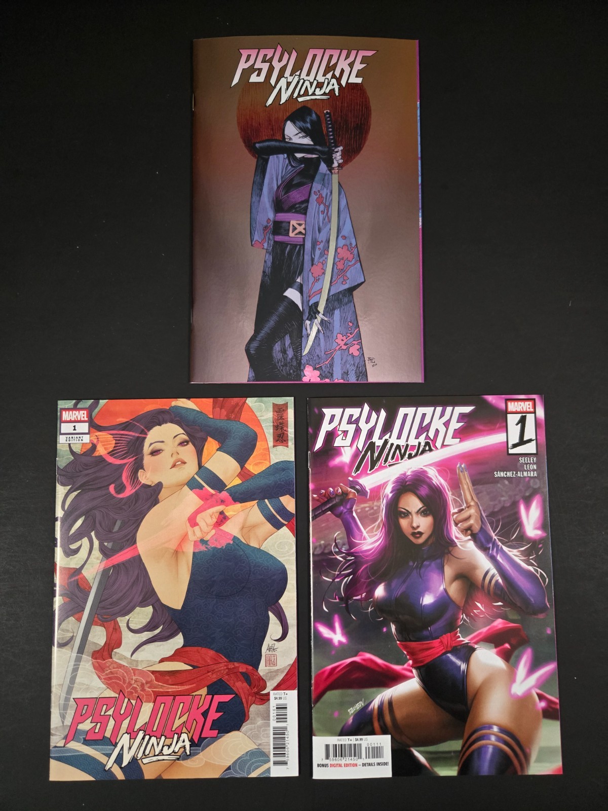 Psylocke Ninja #1, Lot A, 3 Standard Covers, NM/Better, Marvel, 1st X-O Elektra
