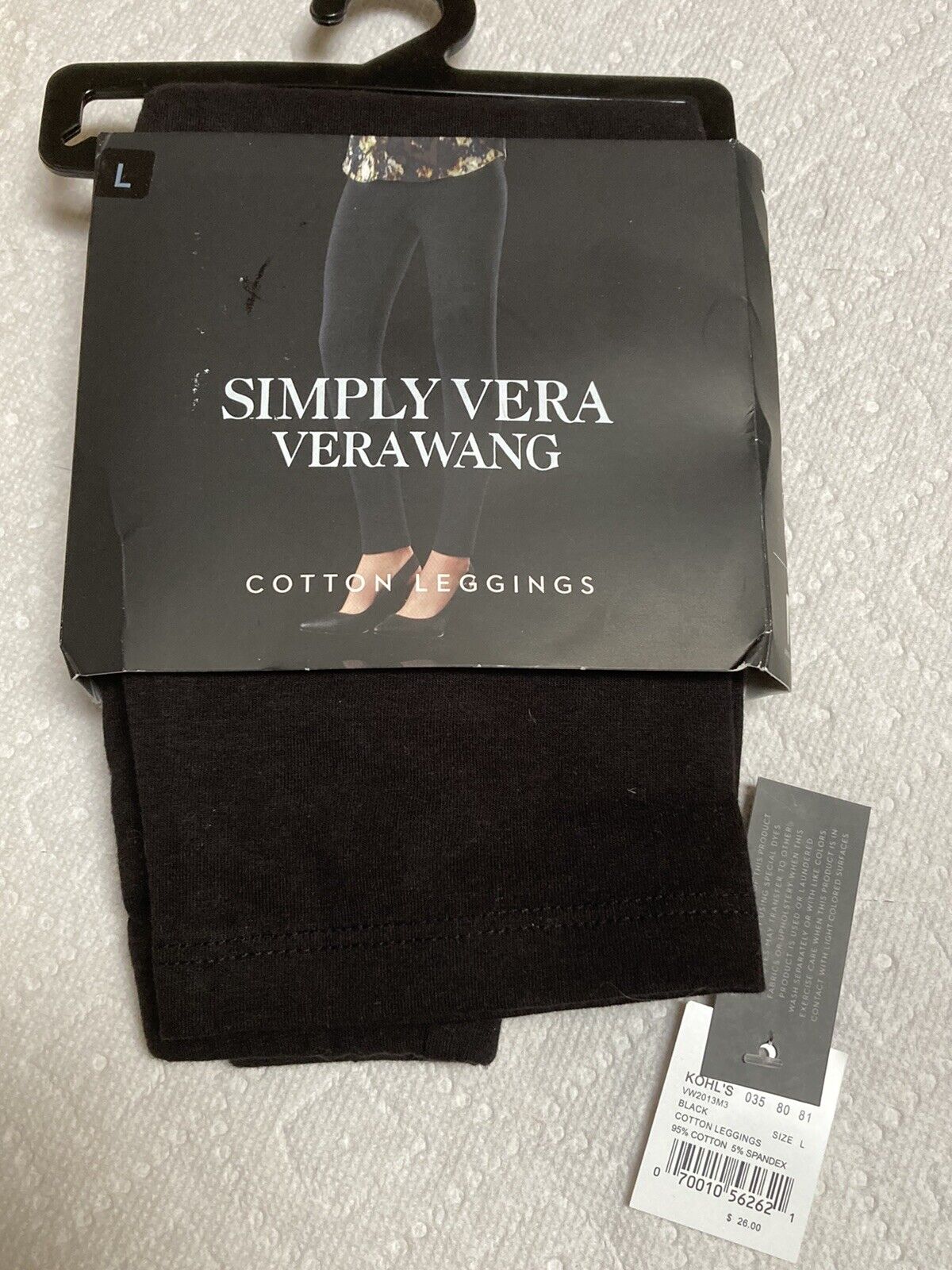 Simply Vera Wang Leggings Black Cotton Spandex Large