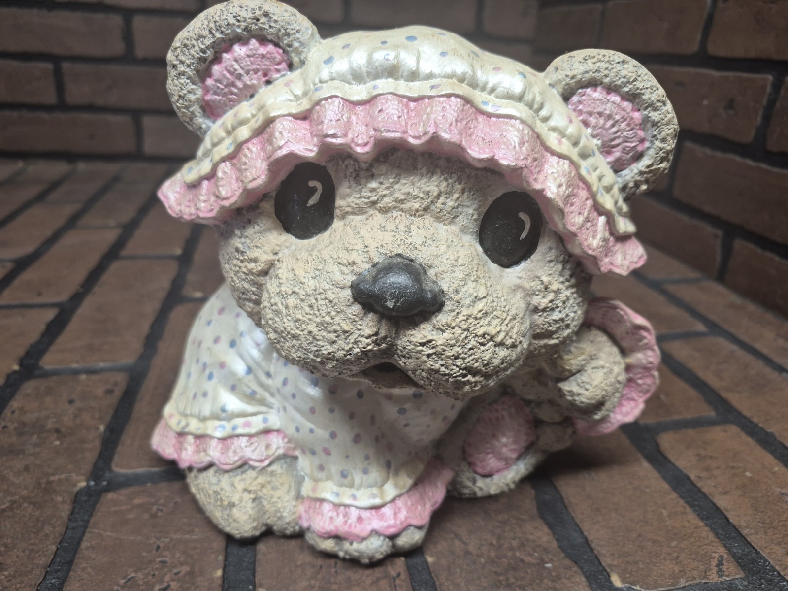 Rare Vintage Big Head Bear Ceramic Figurine 7.5\