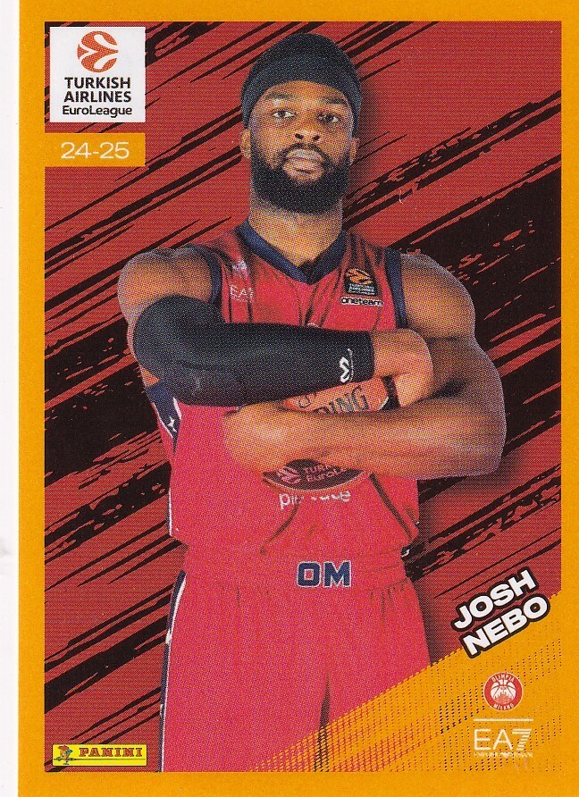 Panini 2024-25 Euroleague Sticker No. 65 Josh Nebo (EA7 Emporio Armani Milan)