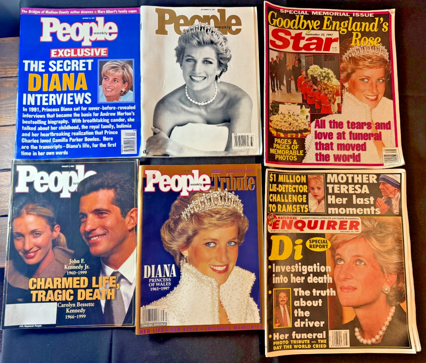 1997 Vintage Princess Diana Memorial Magazine Lot of 6 People Star Enquirer