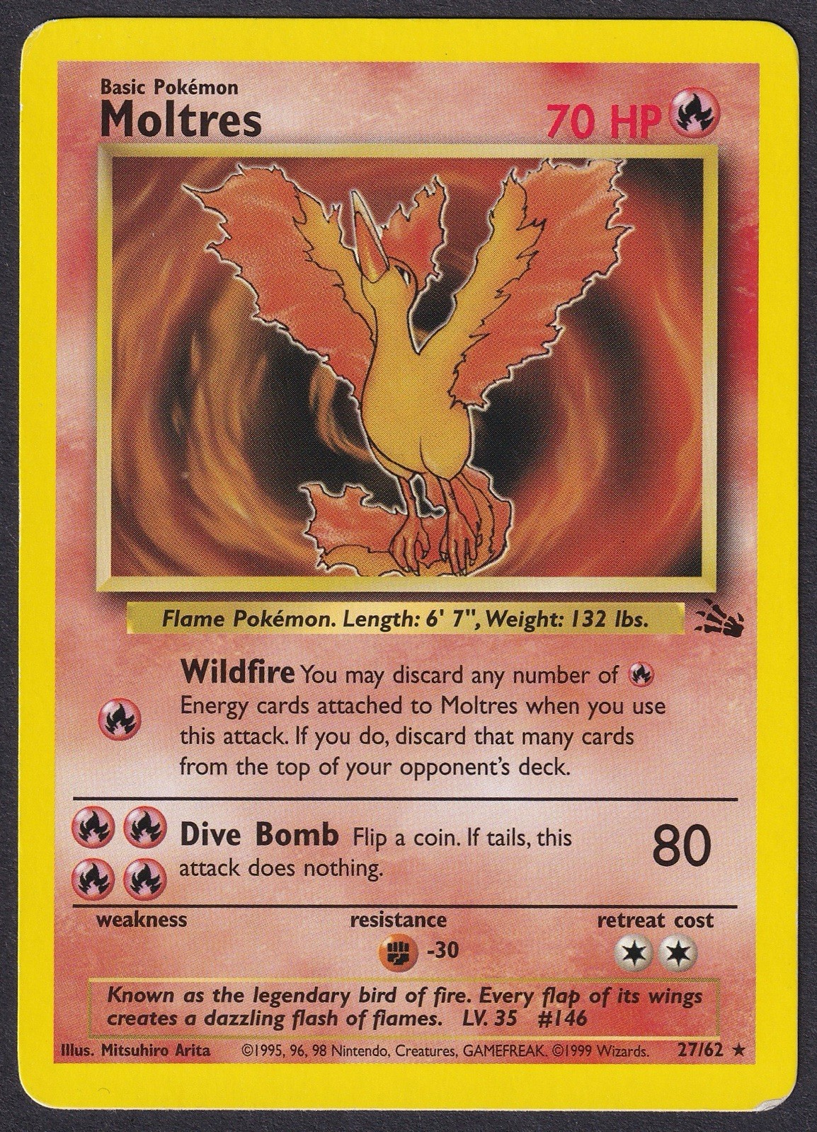 Pokemon Moltres 27/62 Non-Holo Rare Fossil