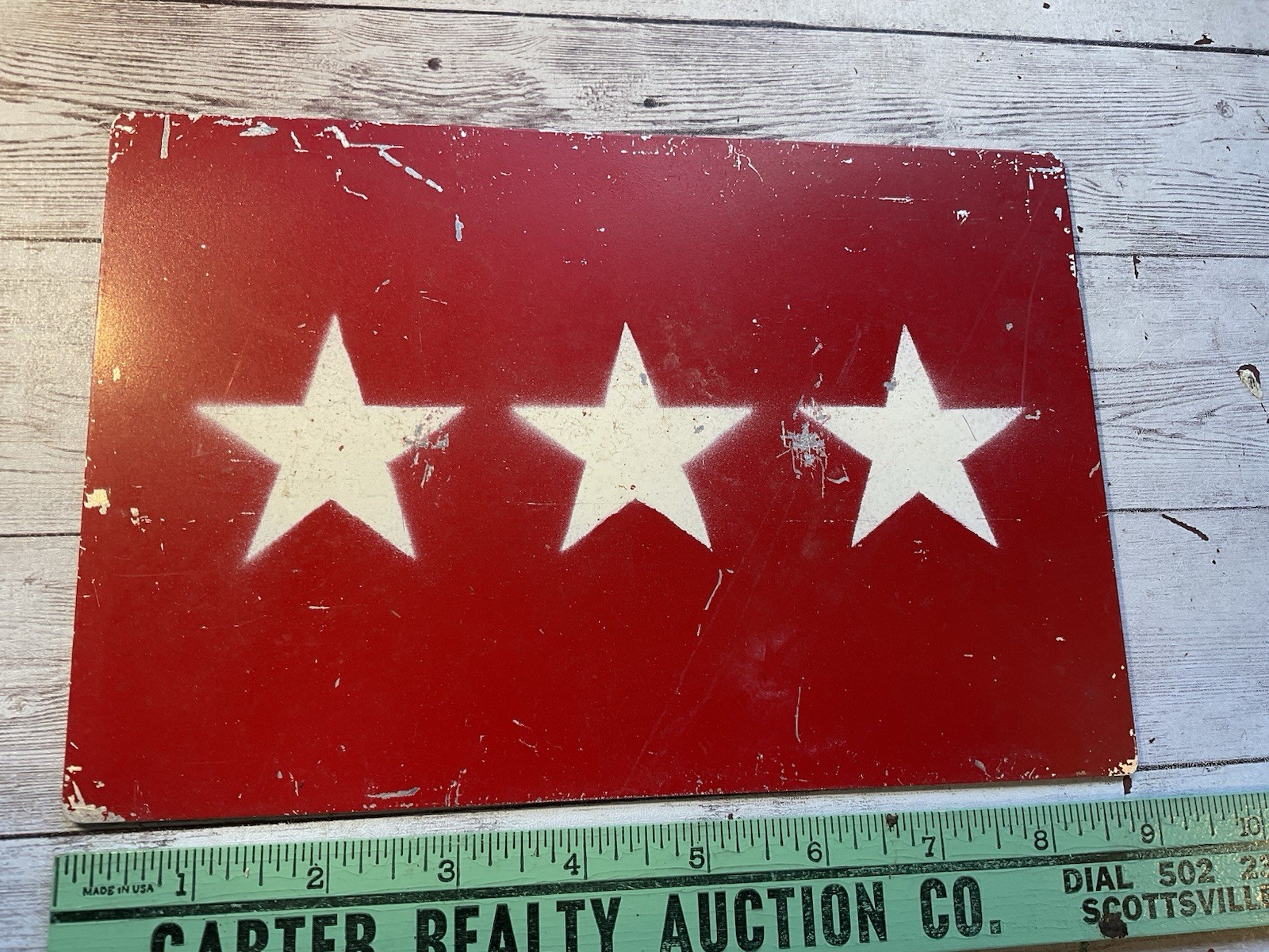 ORIGINAL WWII US 3 GENERAL VEHICLE CAR LICENSE RANK PLATE
