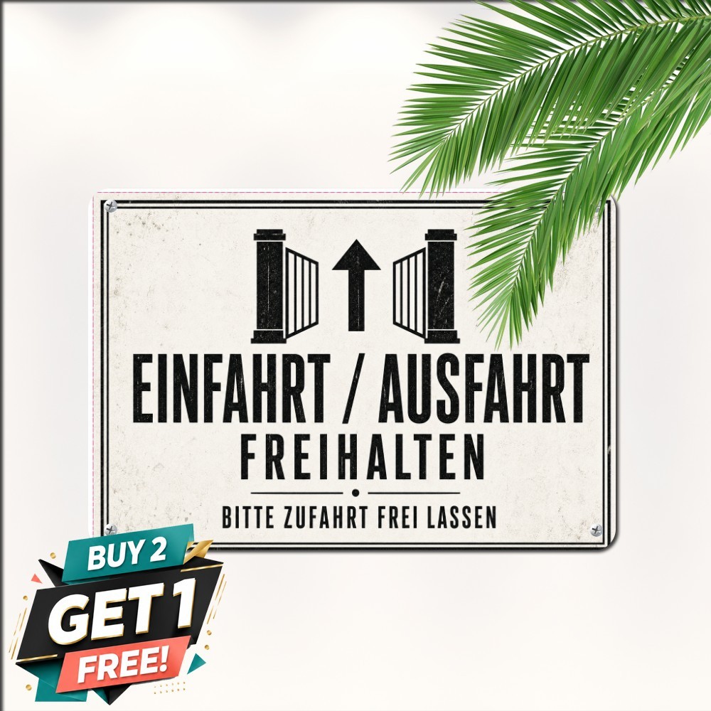 Keep Driveway Clear German Road Sign Einfahrt Ausfahrt Metal Tin Plaque 8x12