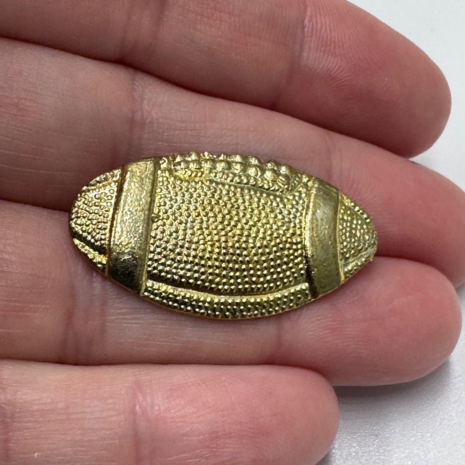 Football Ball Varsity Jacket Lapel Pin Oval Gold Tone Letterman Pinback Hat Tie