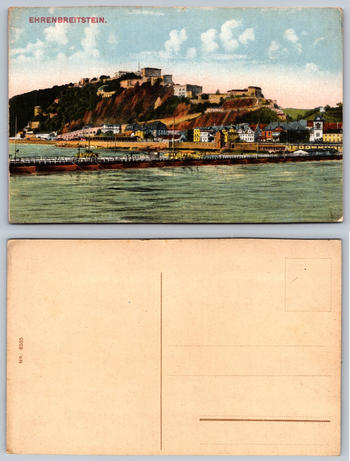 Ehrenbreitstein Fortress Waterfront Postcard