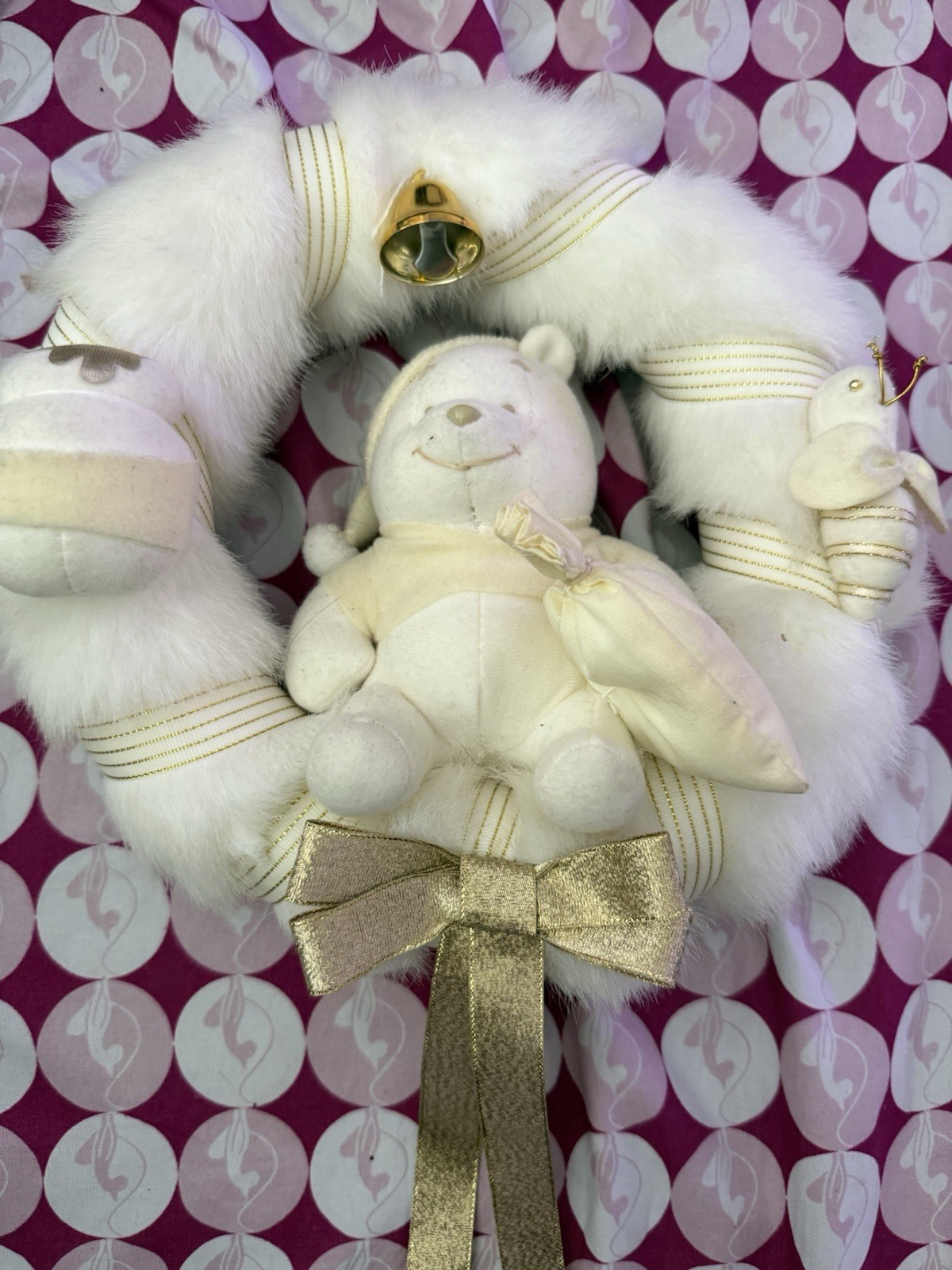 Very Rare 2002 VTG Winnie The Pooh CHRISTMAS WREATH Tokyo Disney