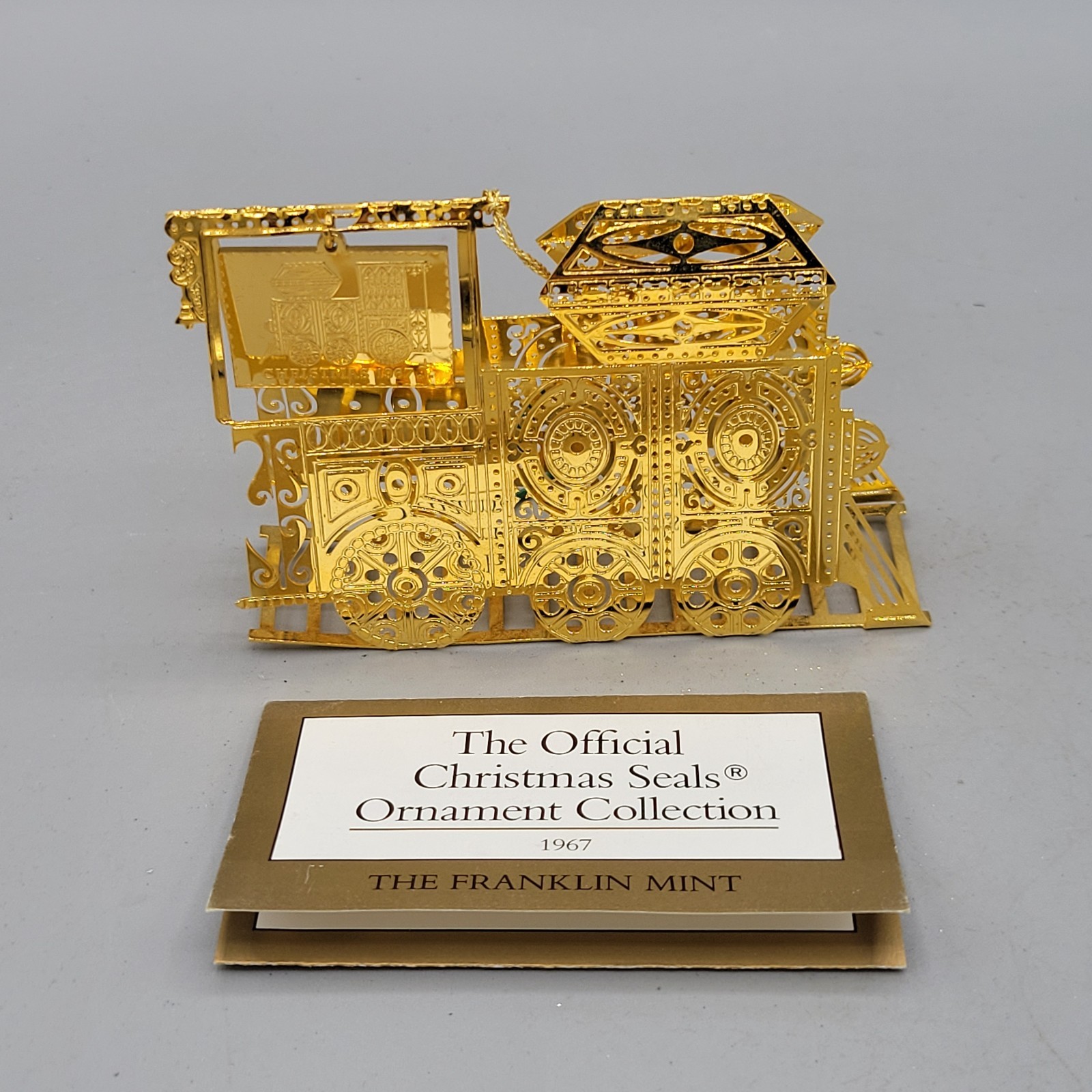 VTG Franklin Mint 1967 Official Christmas Seals Gold Tone Christmas Ornament