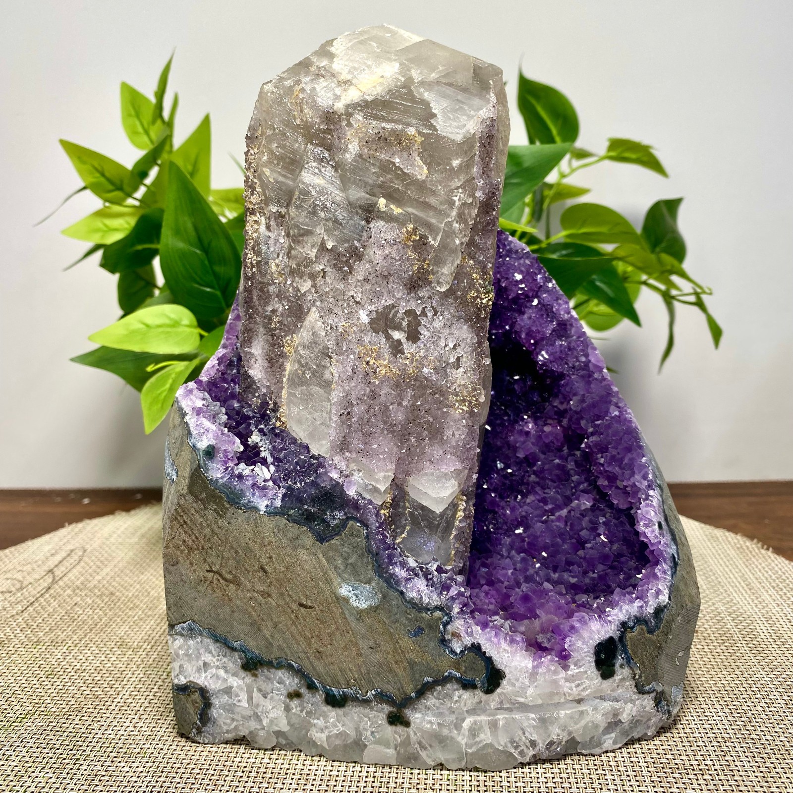 12.54LB TOP Natural Amethyst Calcite symbiosis quartz crystal Decoration