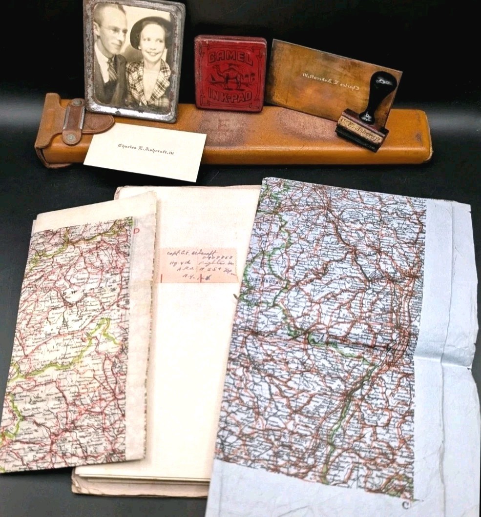 WWII 4th Fighter Escape Map A/C & D w/ Letters Named I.O Grouping RAF MI9 USAAF WWII 4th Fighter Escape Map A/C & D w/ Letters Named I.O Grouping RAF MI9 USAAF