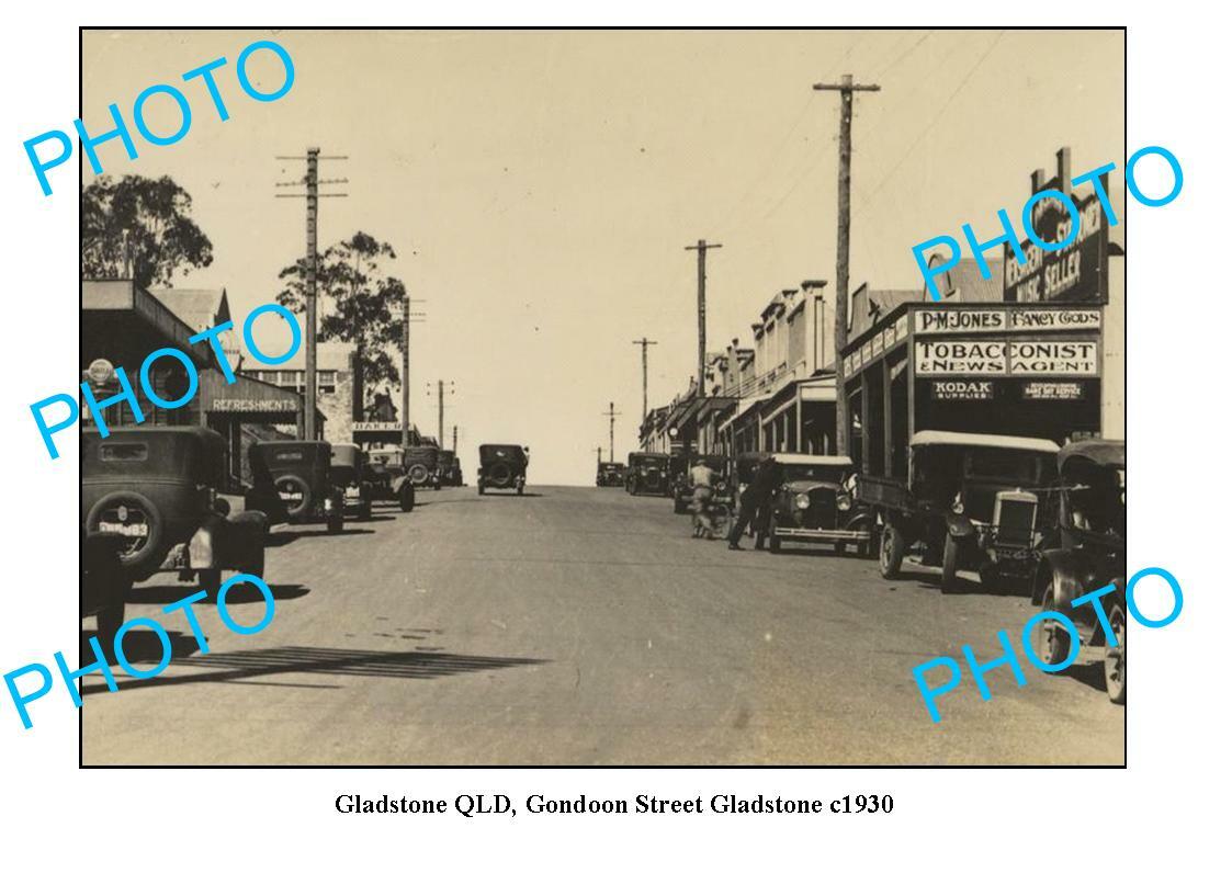 OLD 6 x 4 PHOTO GLADSTONE QUEENSLAND VIEW OF GONDOON STREET c1930
