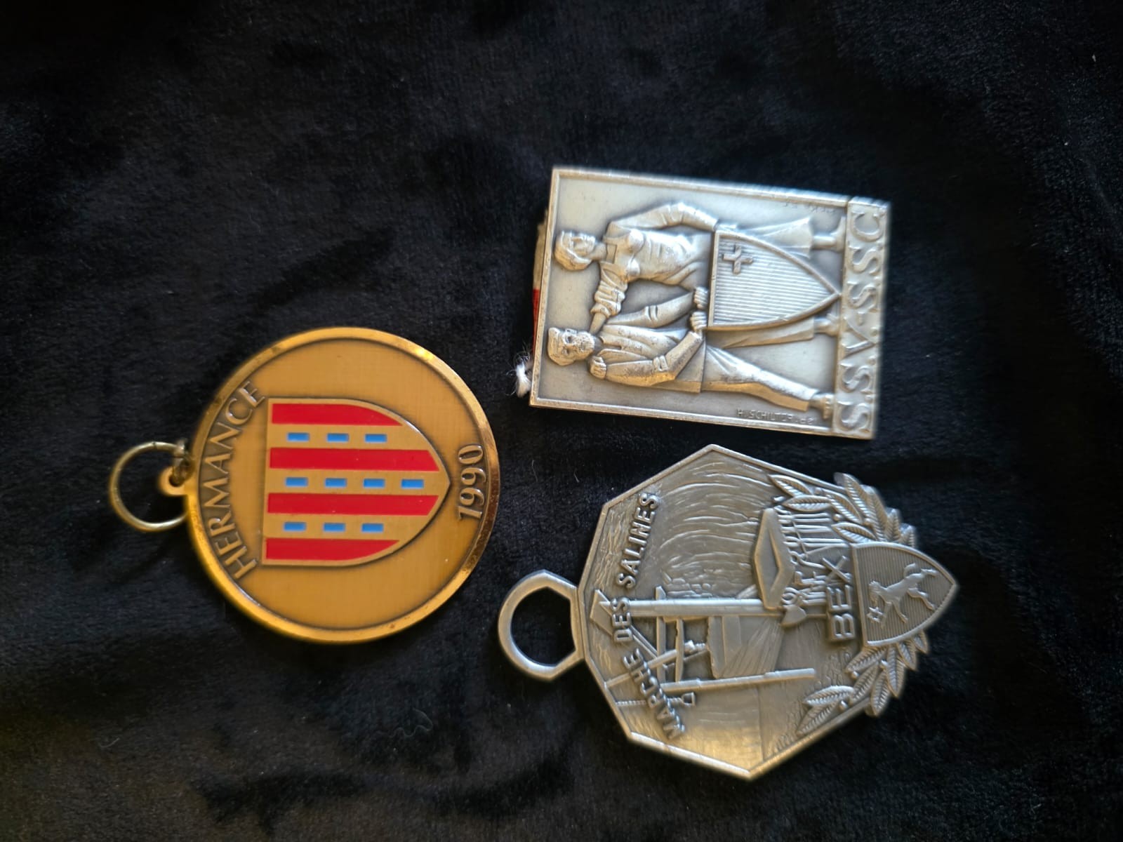 Lot of 3 Vintage Swiss Medals & Badges - SSV Shooting Kramer, Bex, Hermance 1990