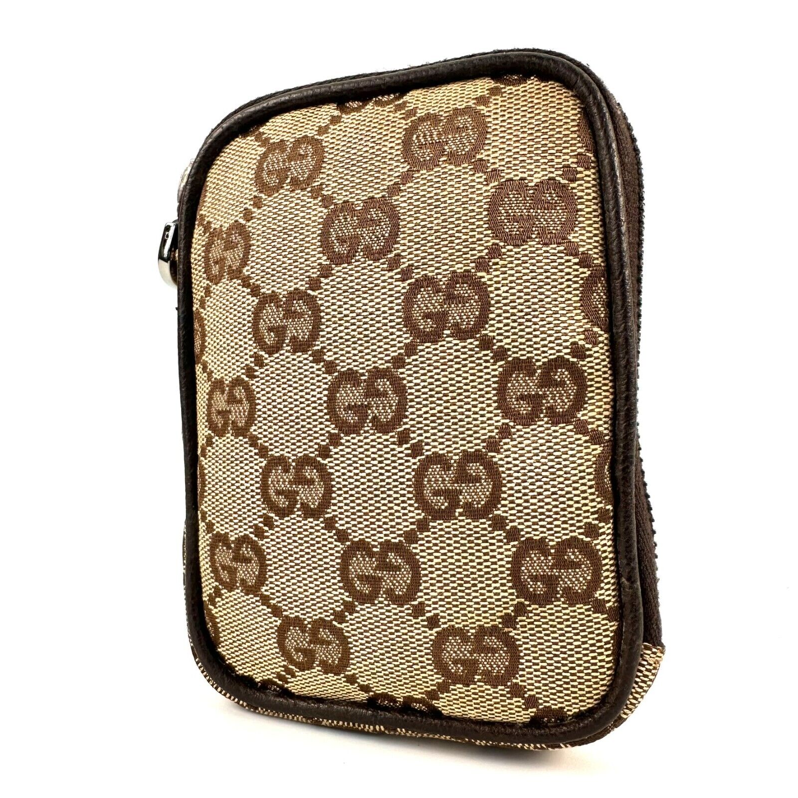 Authentic GUCCI Cigarette Case Pouch Purse GG Canvas Leather 162359 X03-0256