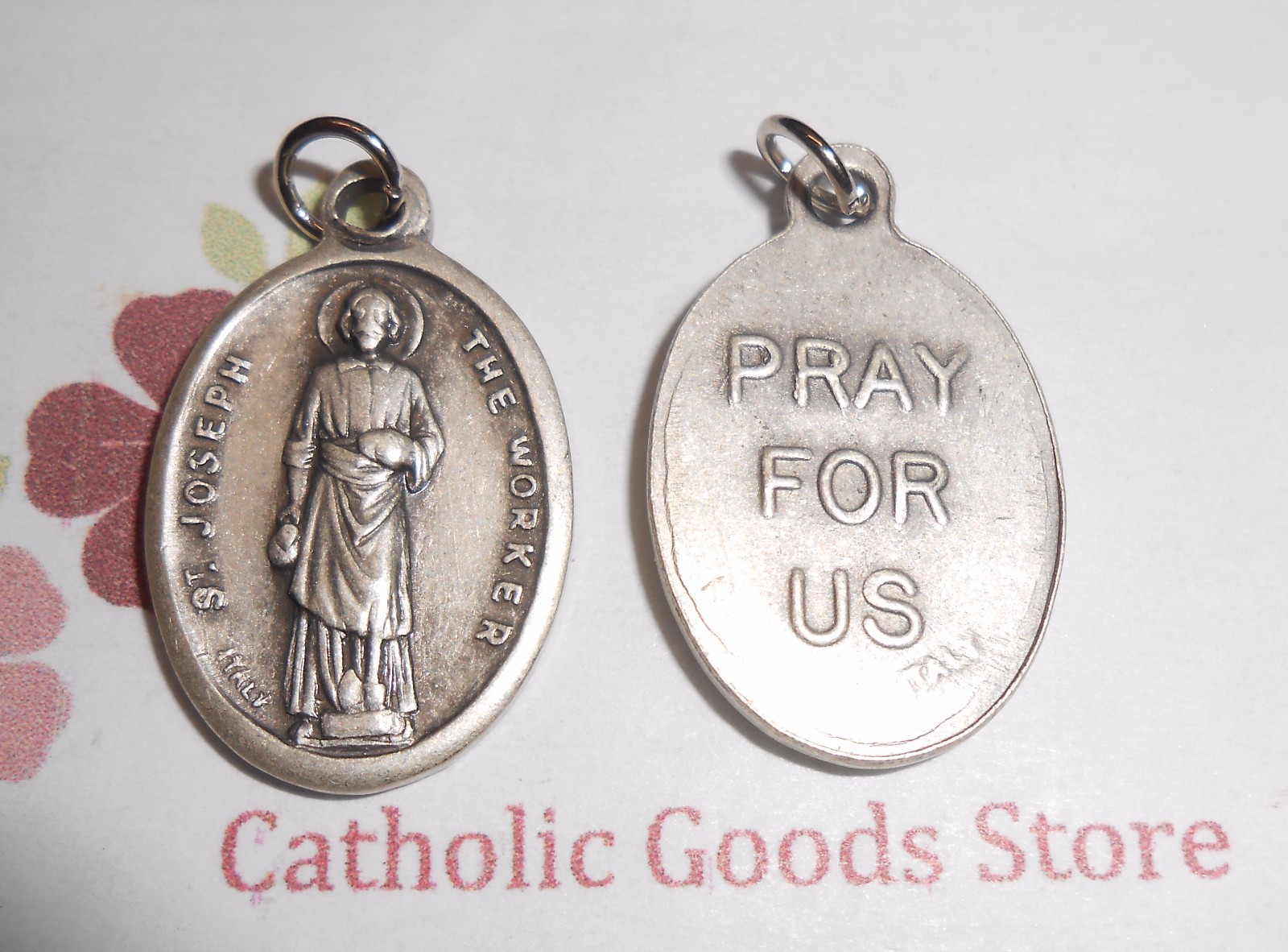 St. Saint Joseph the Worker - Pray for Us - Italian Silver Tone Oxidized Medal