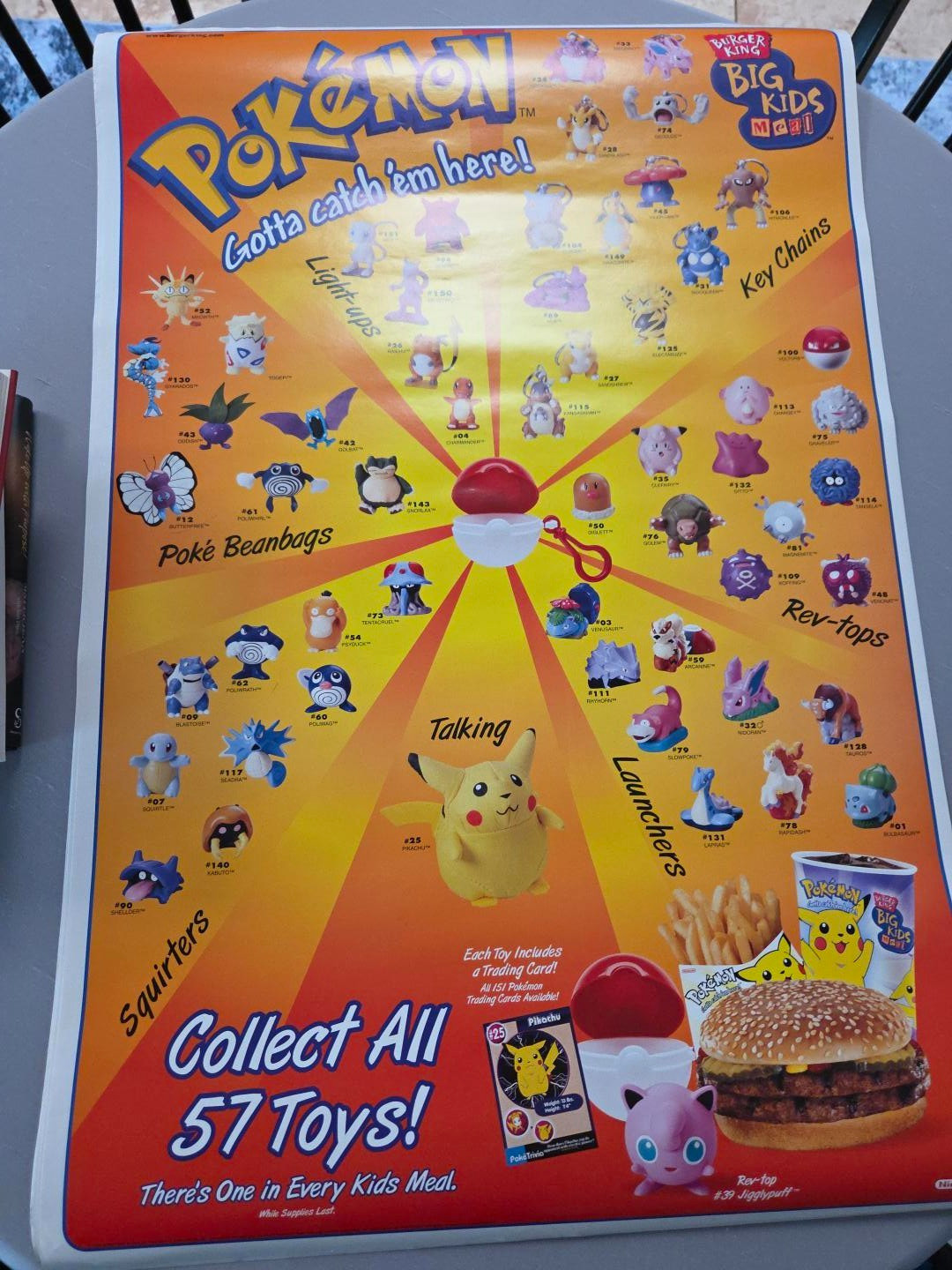 Lot of 4 1999 Pokemon Burger King Big Kids Meal Posters Vintage Nintendo Pikachu