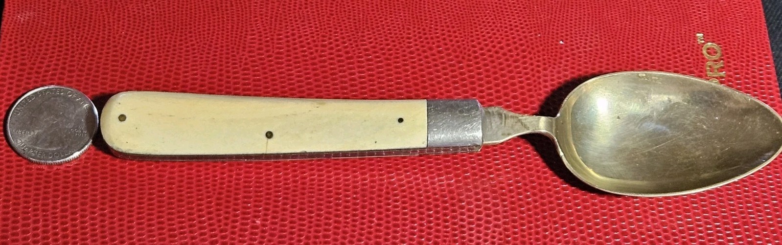 Antique 19th Century US Civil War? Folding Spoon Ivory Colored Large Not Knife