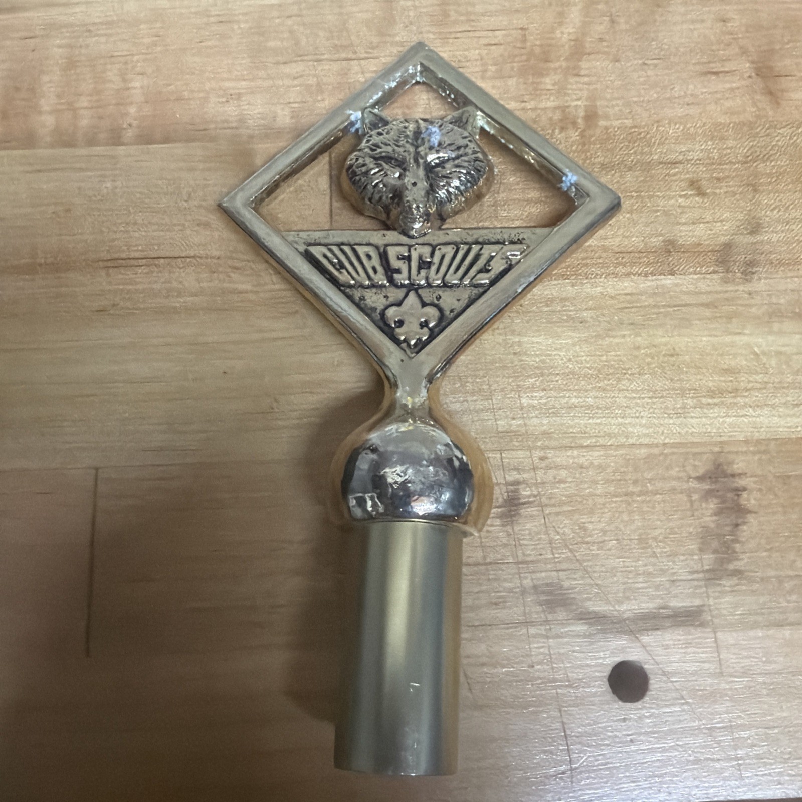Vintage Boy Scouts of America BSA Cub Scout Flag Pole Topper Gold Tone