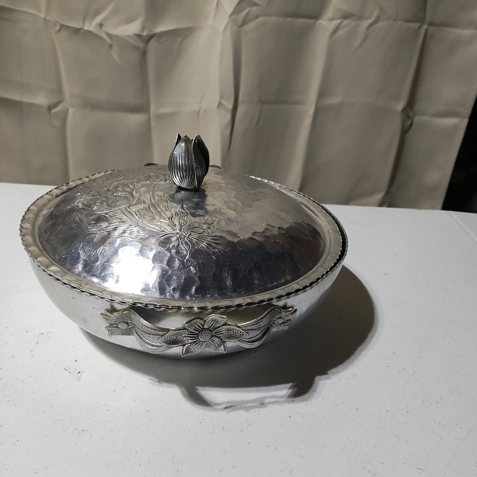 Hand Wrought Creations by Rodney Kent Hammered Aluminum #461 Bowl With 2 Lids