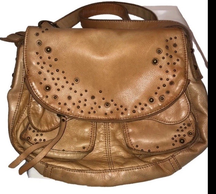 Fun Vintage Look Large Lucky Brand Leather Bag Purse Crossbody