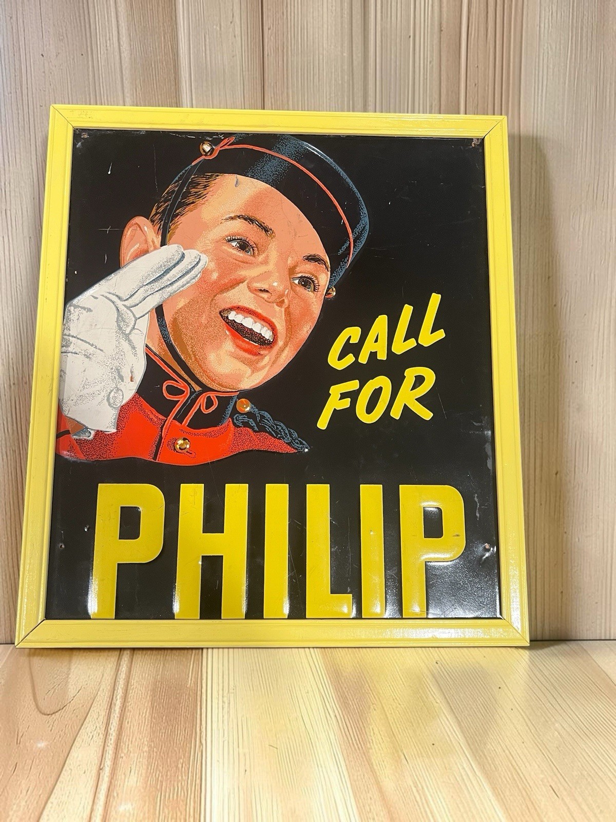 Vintage Philip Morris Cigarette Tin Sign Embossed Johnny Bellhop Advertising 