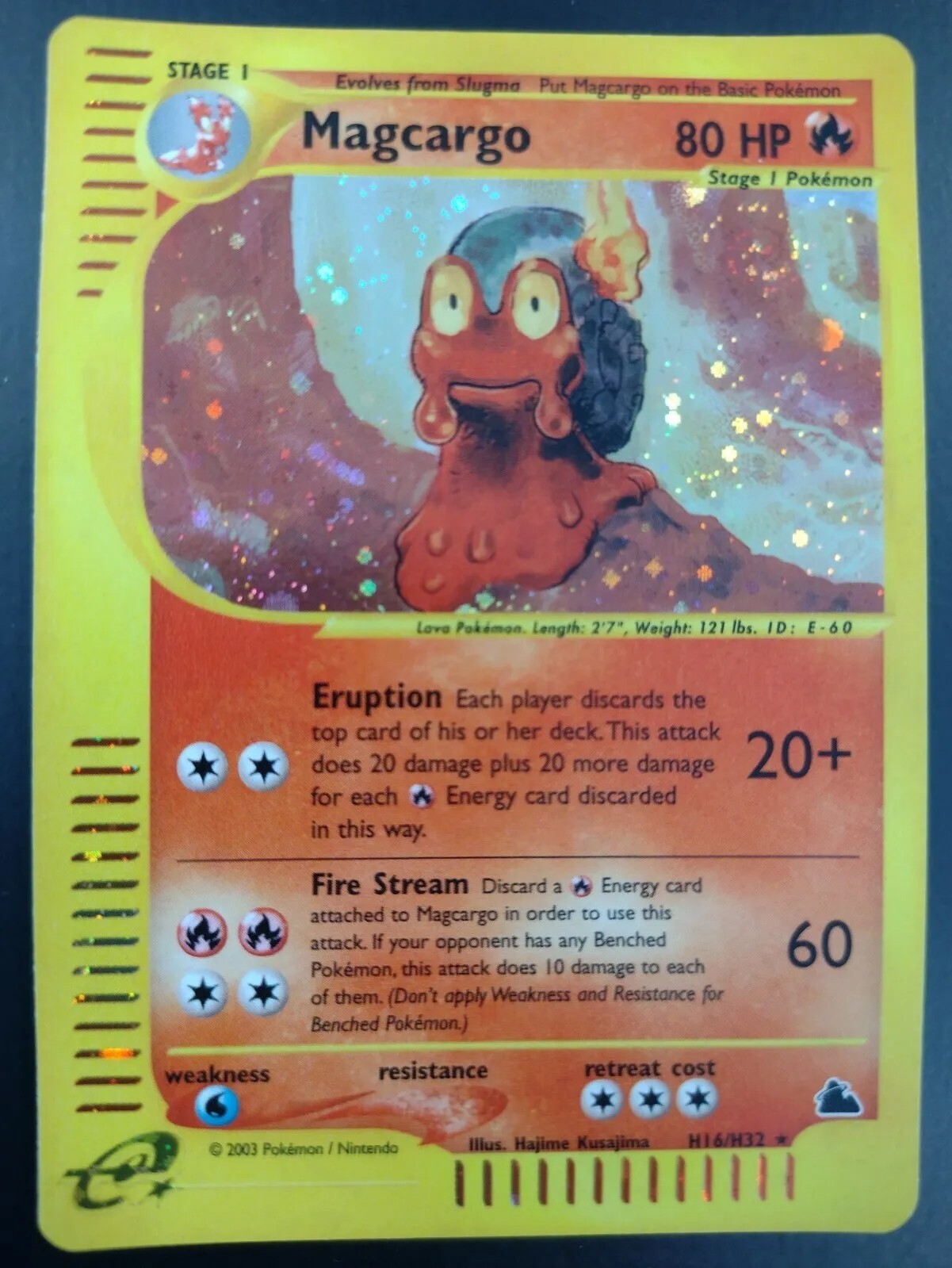 Magcargo Skyridge Holo Rare H16/H32 Pokemon Card WOTC Excellent Condition SWIRL