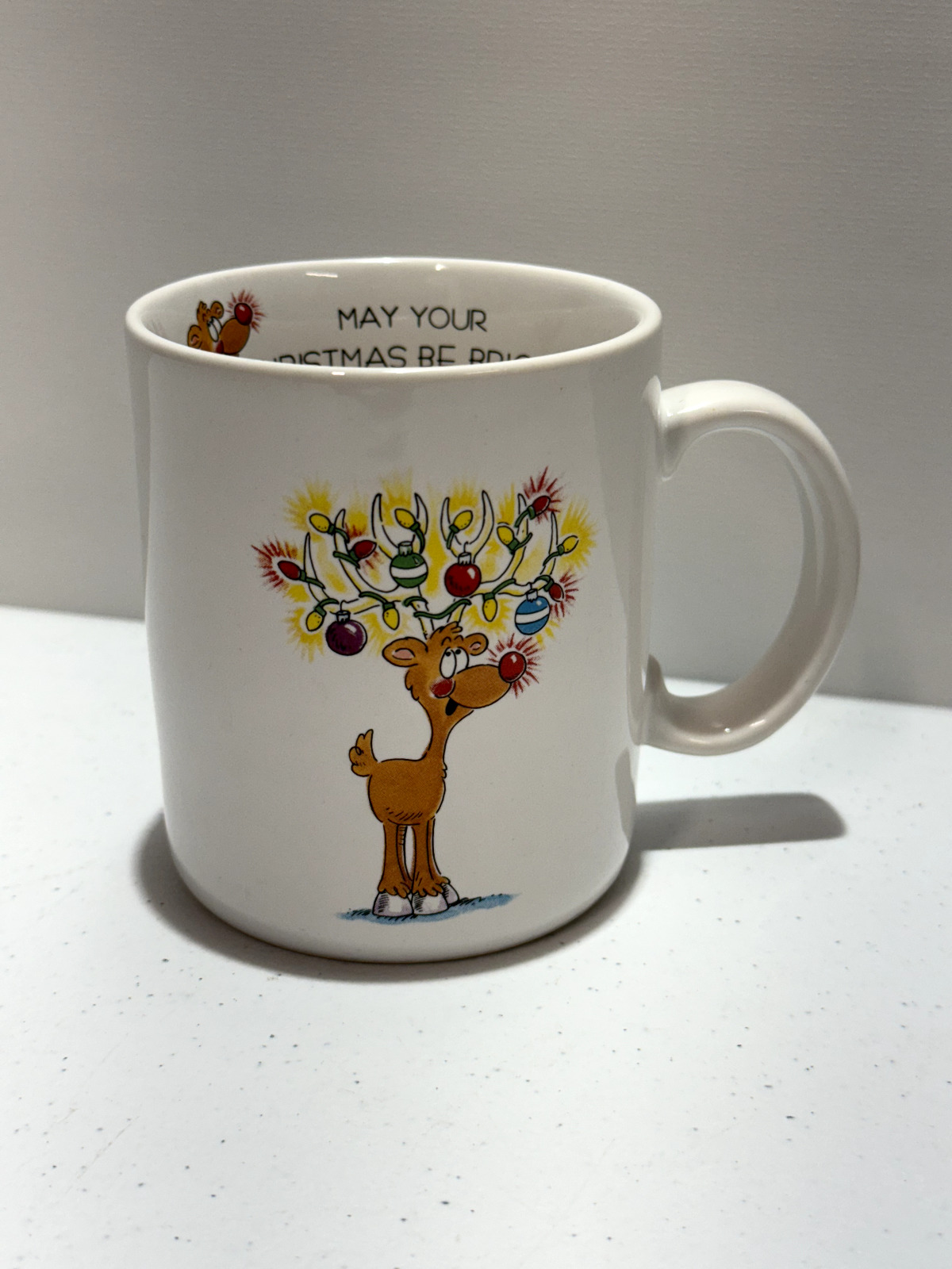 Vintage Vagabond Creation Papel Coffee Mug May Your Christmas Be Bright Reindeer