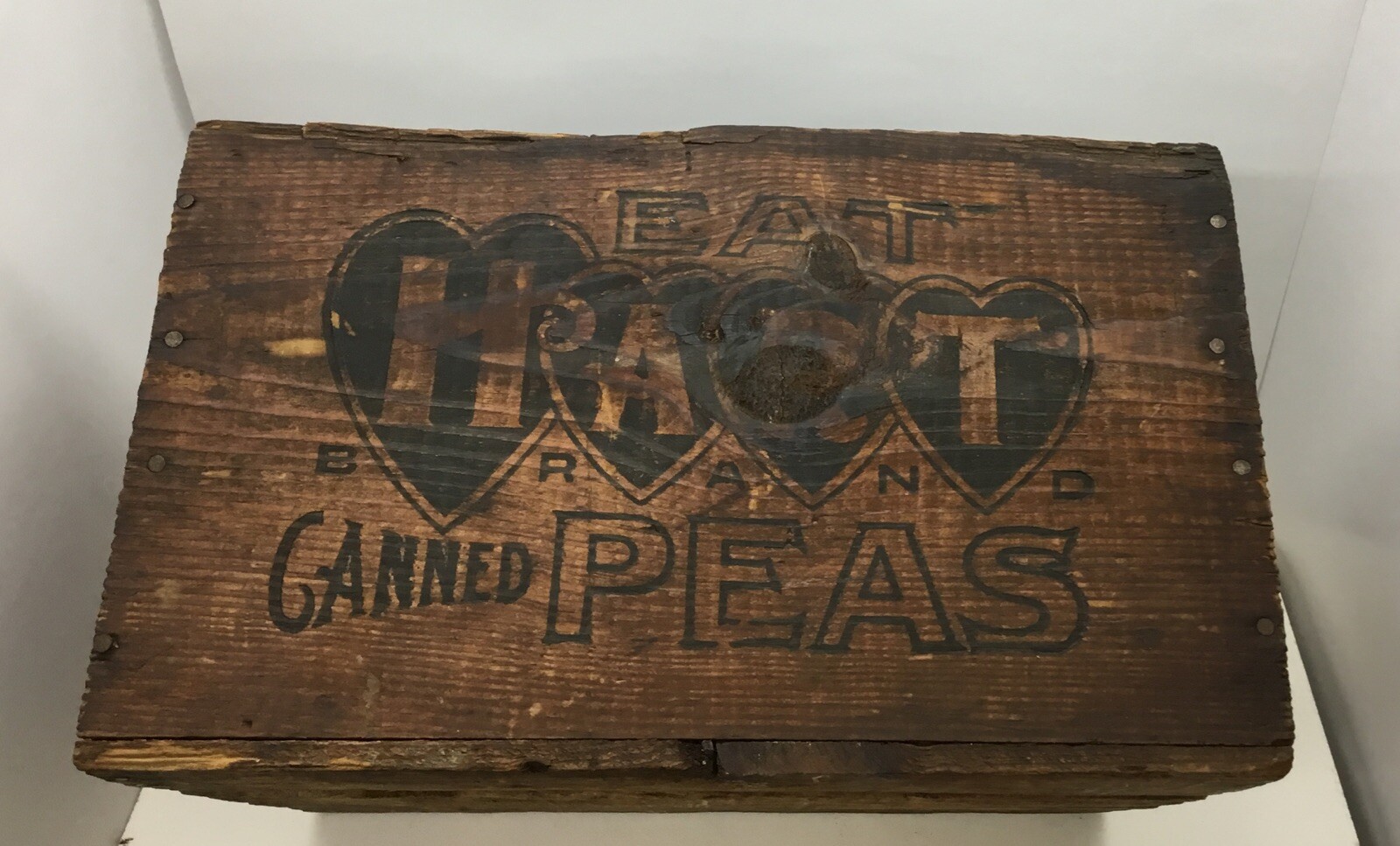 Vintage Eat Hart Canned Peas Shipping Crate W R Roach Co Hart Mich….[S7-1]