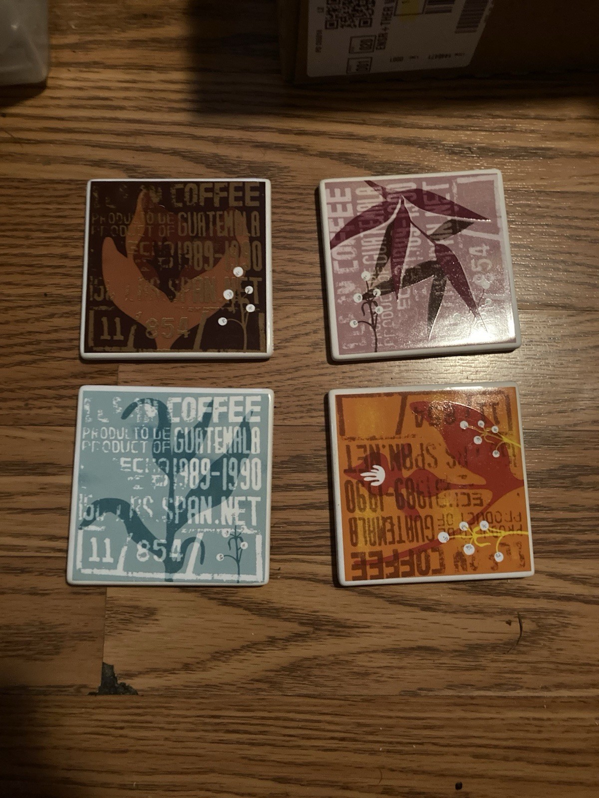 Vintage 2006 Starbucks Coffee Ceramic Graphic Print Coasters Set of 4