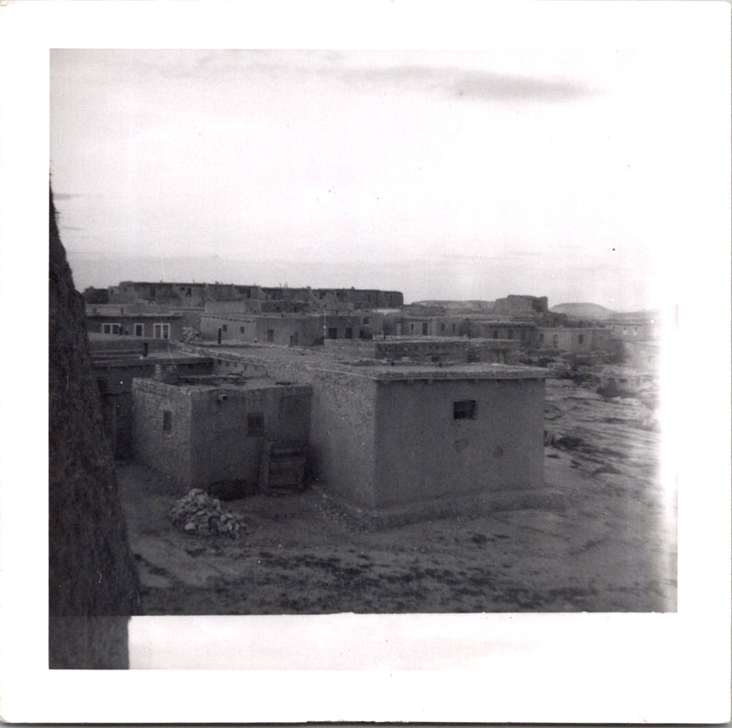 Adobe Pueblo Village in Southwest USA, 1957 B&W Snapshot Photo