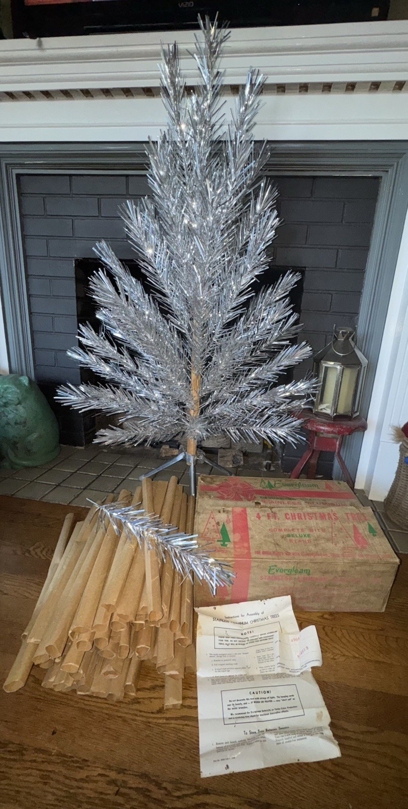 Evergleam Aluminum Christmas Tree 4ft 59 Branches w/papers Vintage Original Box Evergleam Aluminum Christmas Tree 4ft 59 Branches w/papers Vintage Original Box