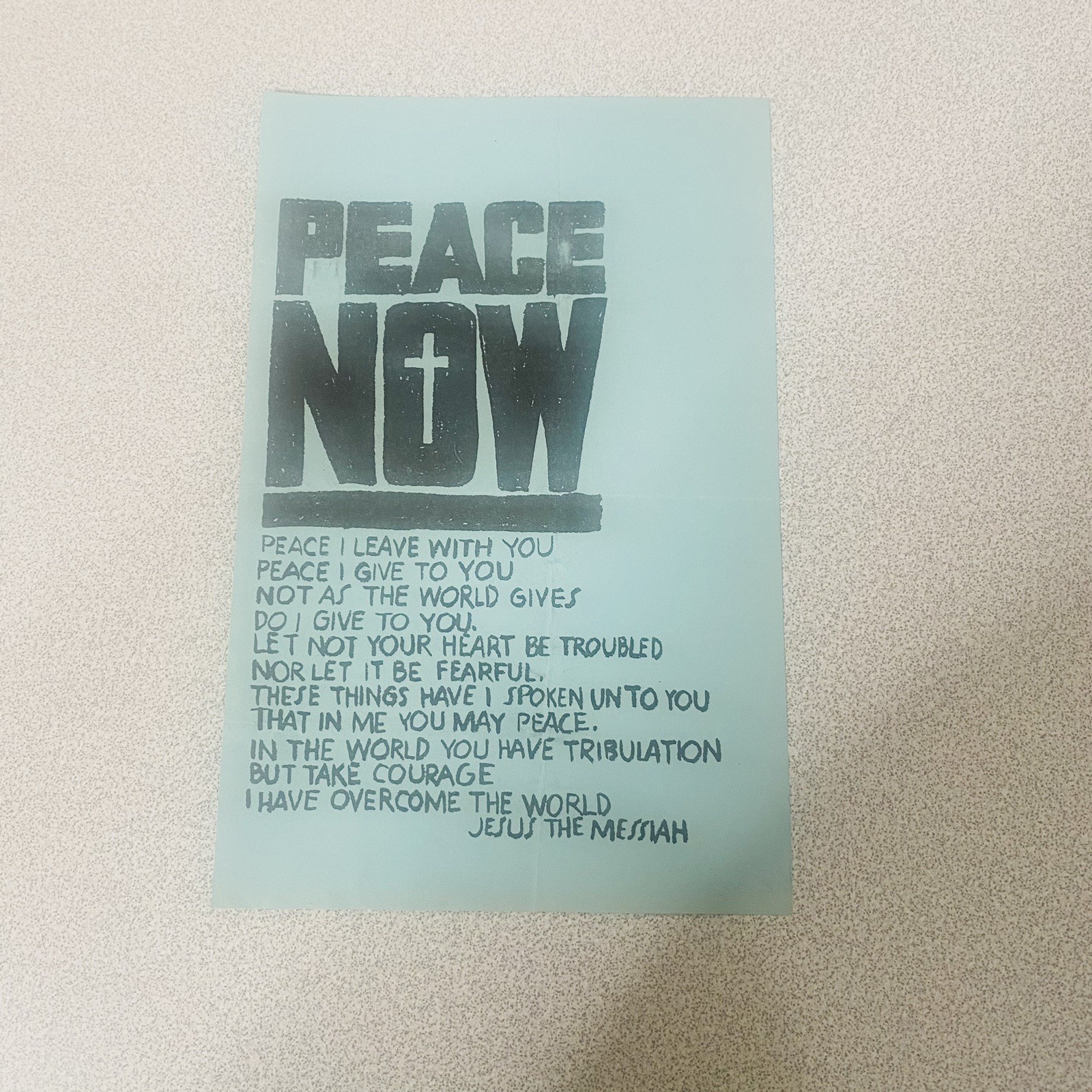 PEACE NOW Poster Handout Vtg 60s Jesus The Messiah Paper 5.5 X 8.5\