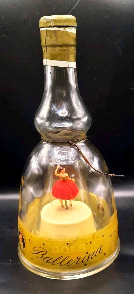 Vintage Lucas BOLS Dancing Red BALLERINA Musical Bottle Empty Blue Danube WORKS