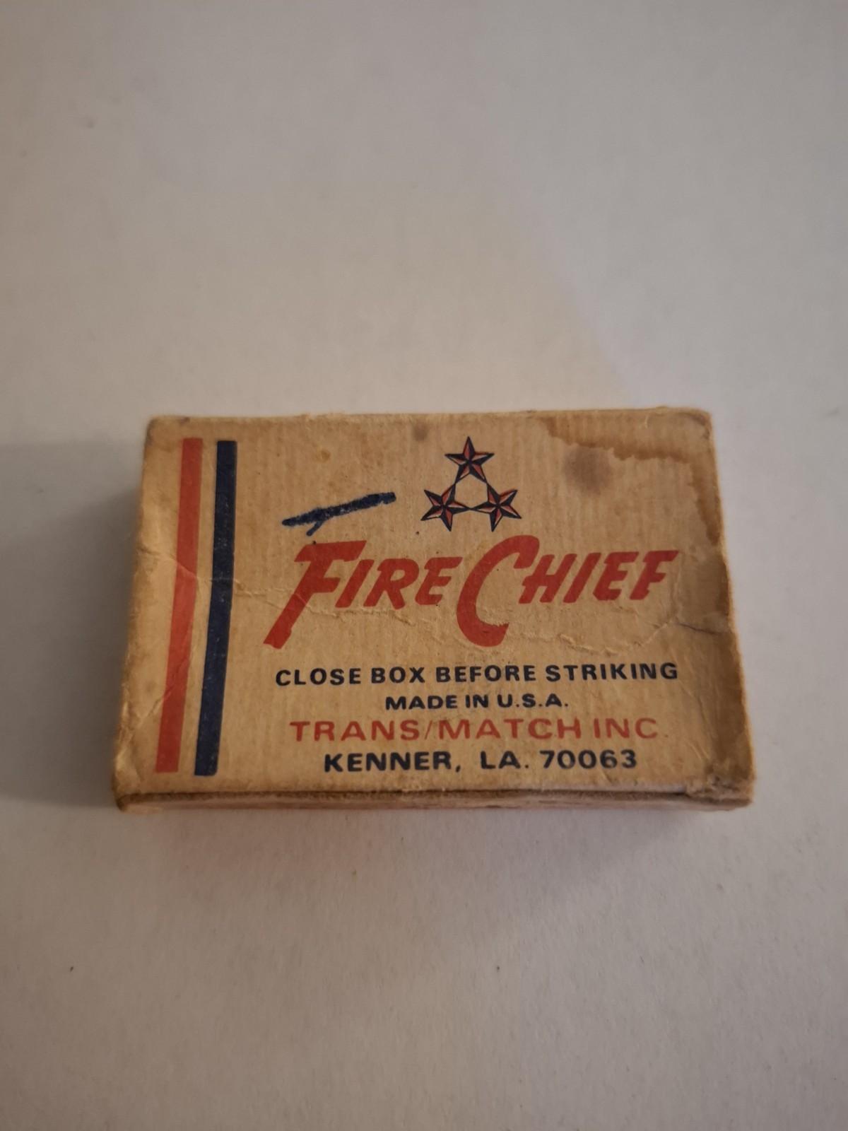 Vintage Fire Chief Strike Anywhere Empty Matchbox Circa 1970s
