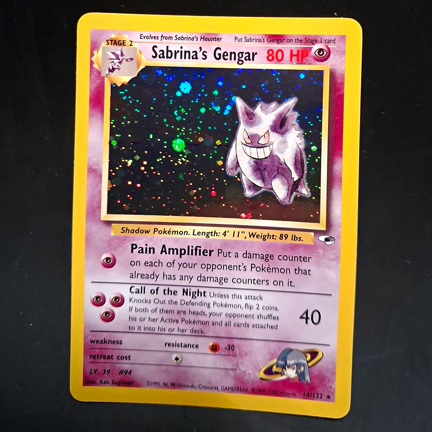 Pokémon Sabrina\'s Gengar 14/132 Holo Gym Challenge 2000 WOTC Card