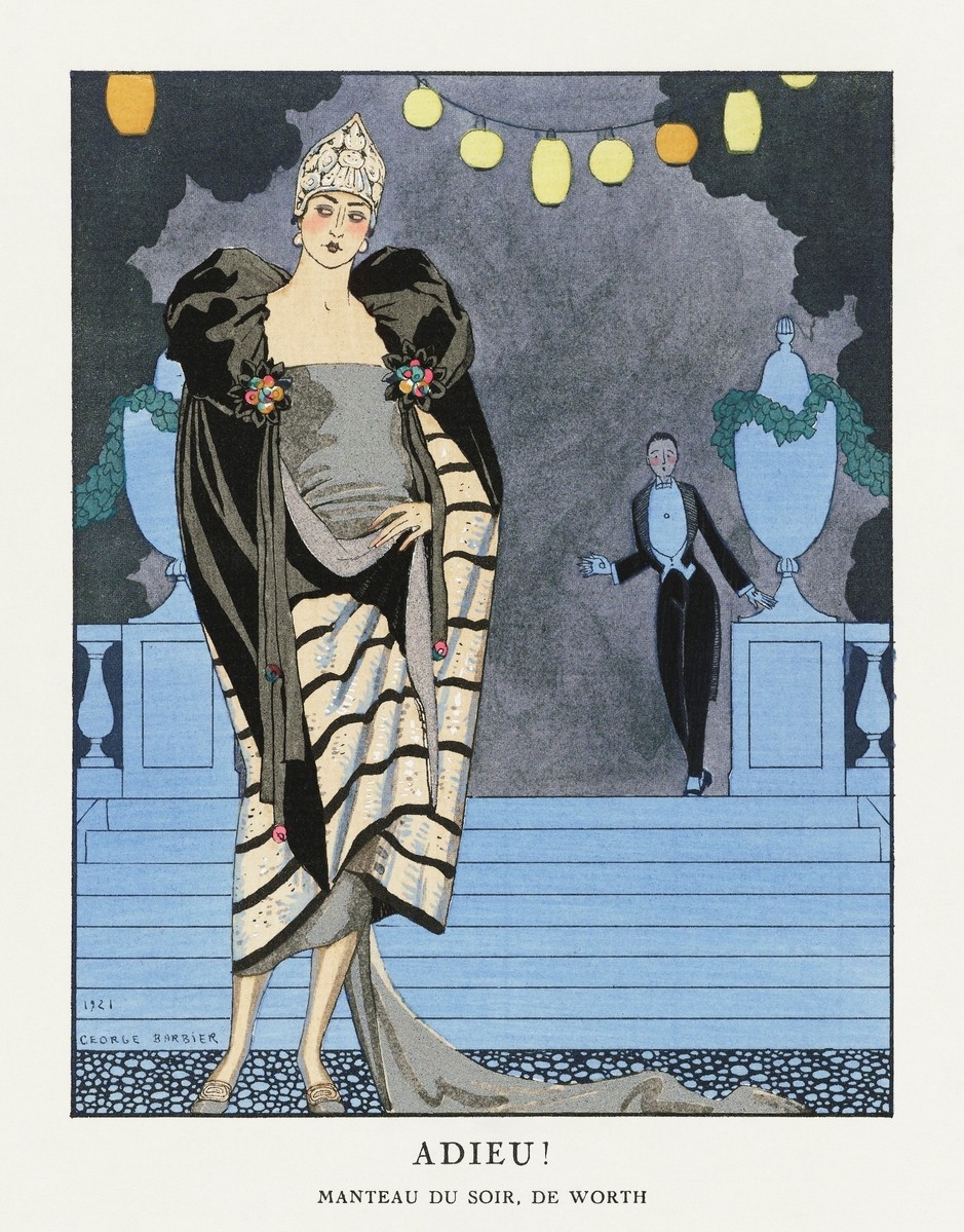 1921 Art Deco French Adieu  Advertisement Poster Print