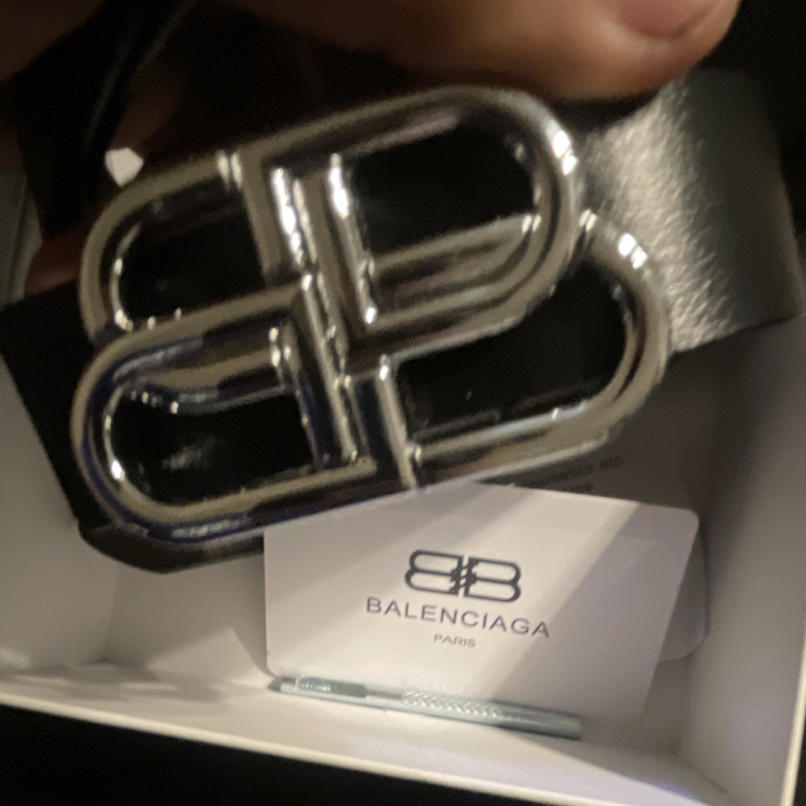 Balenciaga Women’s Black Leather Wide Belt w/ BB Logo Buckle, One Size