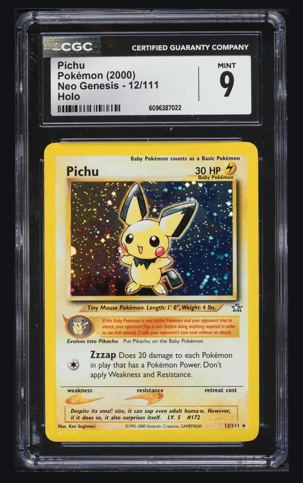 CGC 9 Pichu Holo #12/111 Neo Genesis 2000 Pokémon English Card