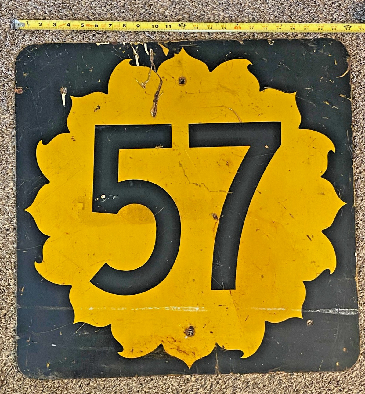 Nice Vintage 1930\'s Original Kansas state route K-57 Sunflower Road Sign