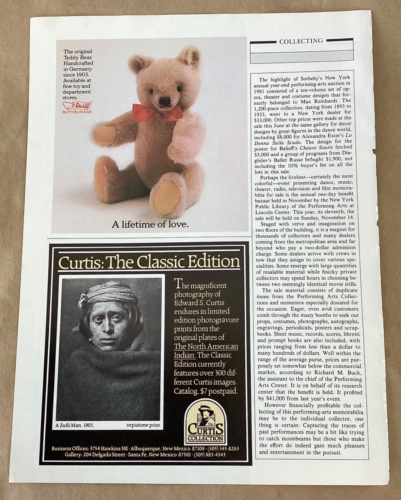 Steiff teddy bear advertising print 1982 vintage 1980s magzne art Button in Ear