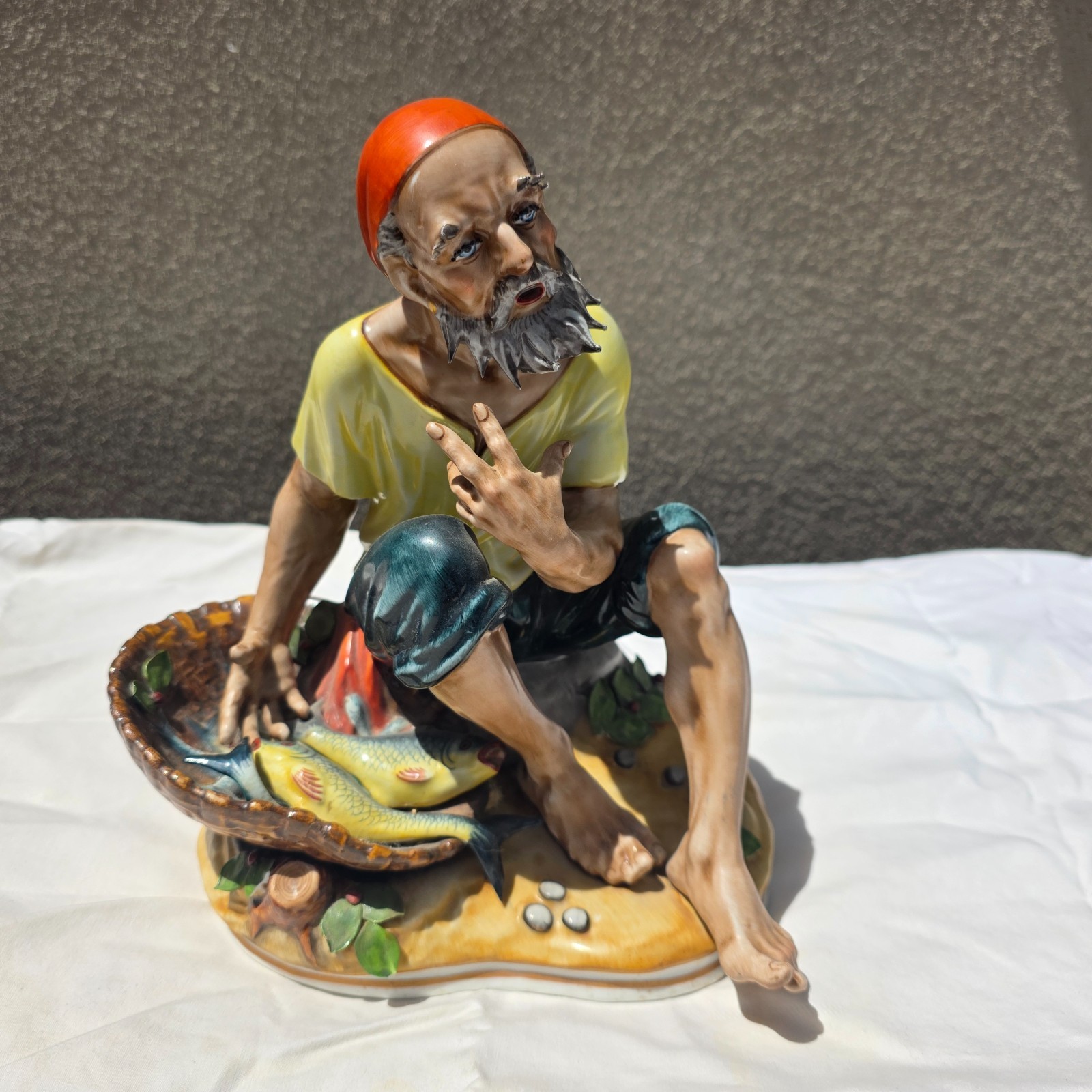 Vintage Sandizell Dresden Porcelain Fisherman Figurine 646 W Germany S Matt Mark