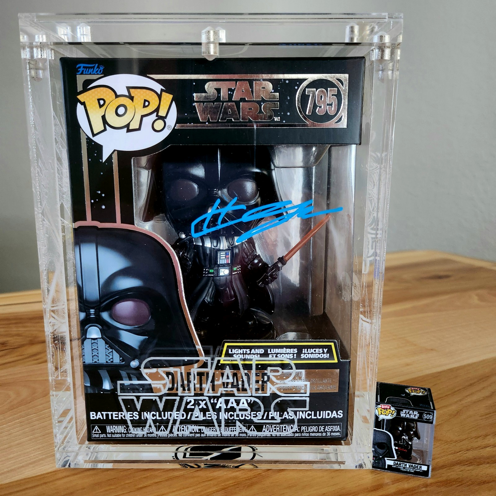 ⭐SALE⭐ STAR WARS FUNKO w/CASE: Hayden Christensen auto VADER 795 LITE/SOUND -JSA