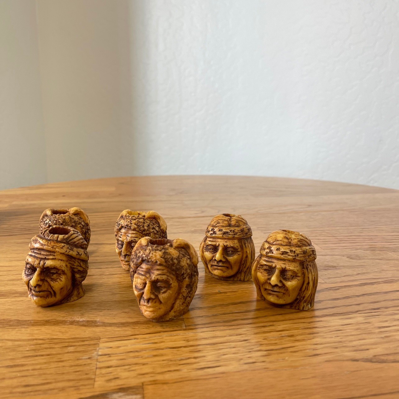 Vintage Native American Indian Chief Head Figural Pipe Bowls Lot of 6