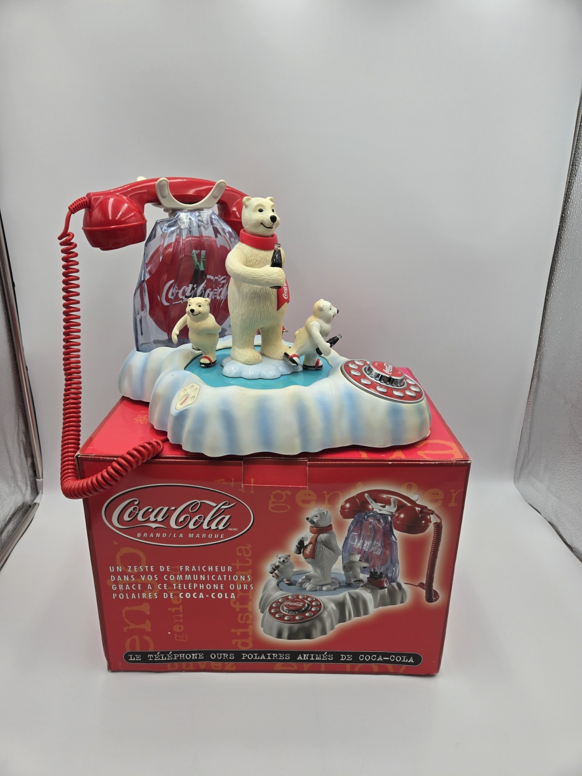 Vintage Coca Cola Polar Bear Skating Phone Boxed Melodies Work Partial Test (A1)