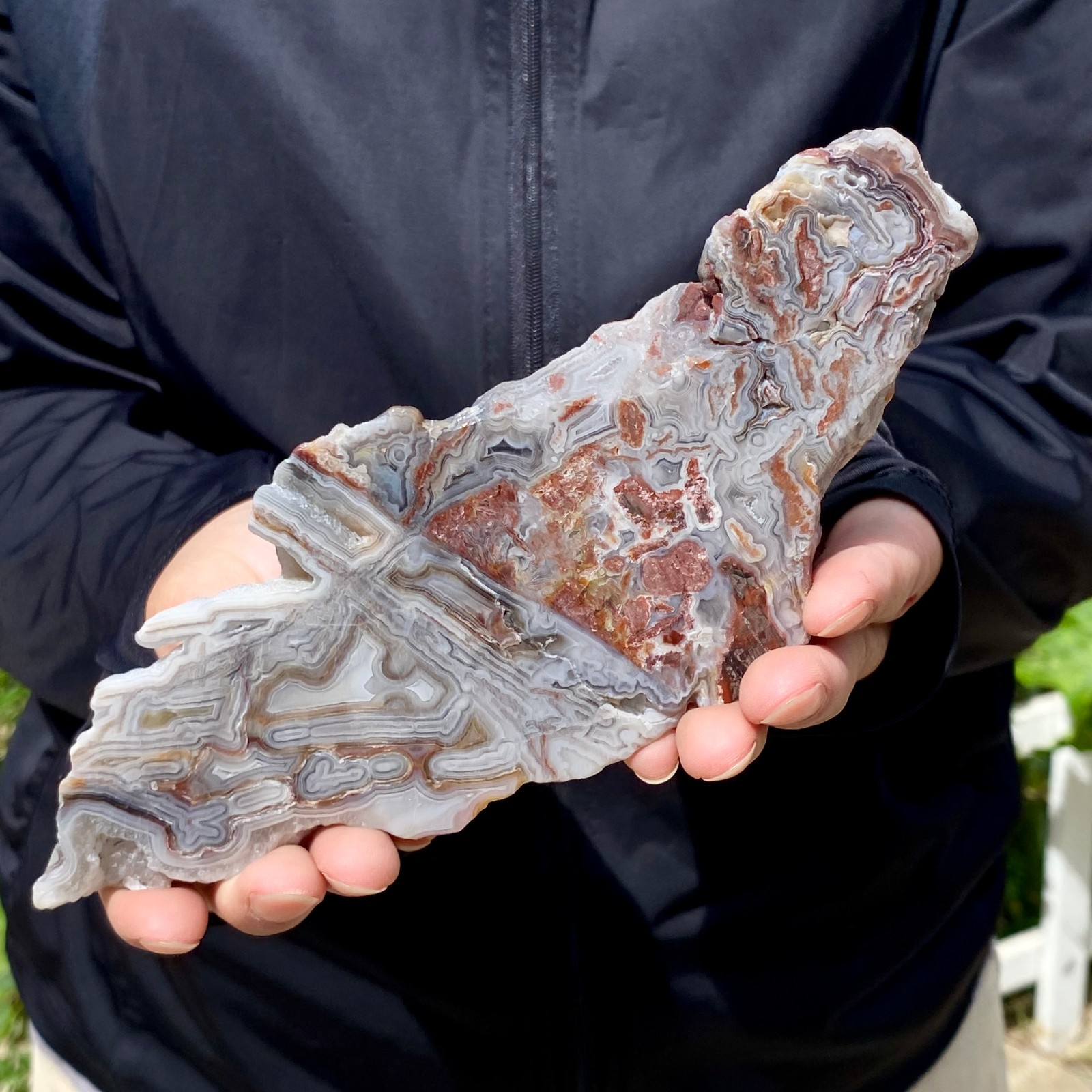 249G Natural Crazy Lace Agate Slab Polished Raw Mineral Specimen Crystal Heali