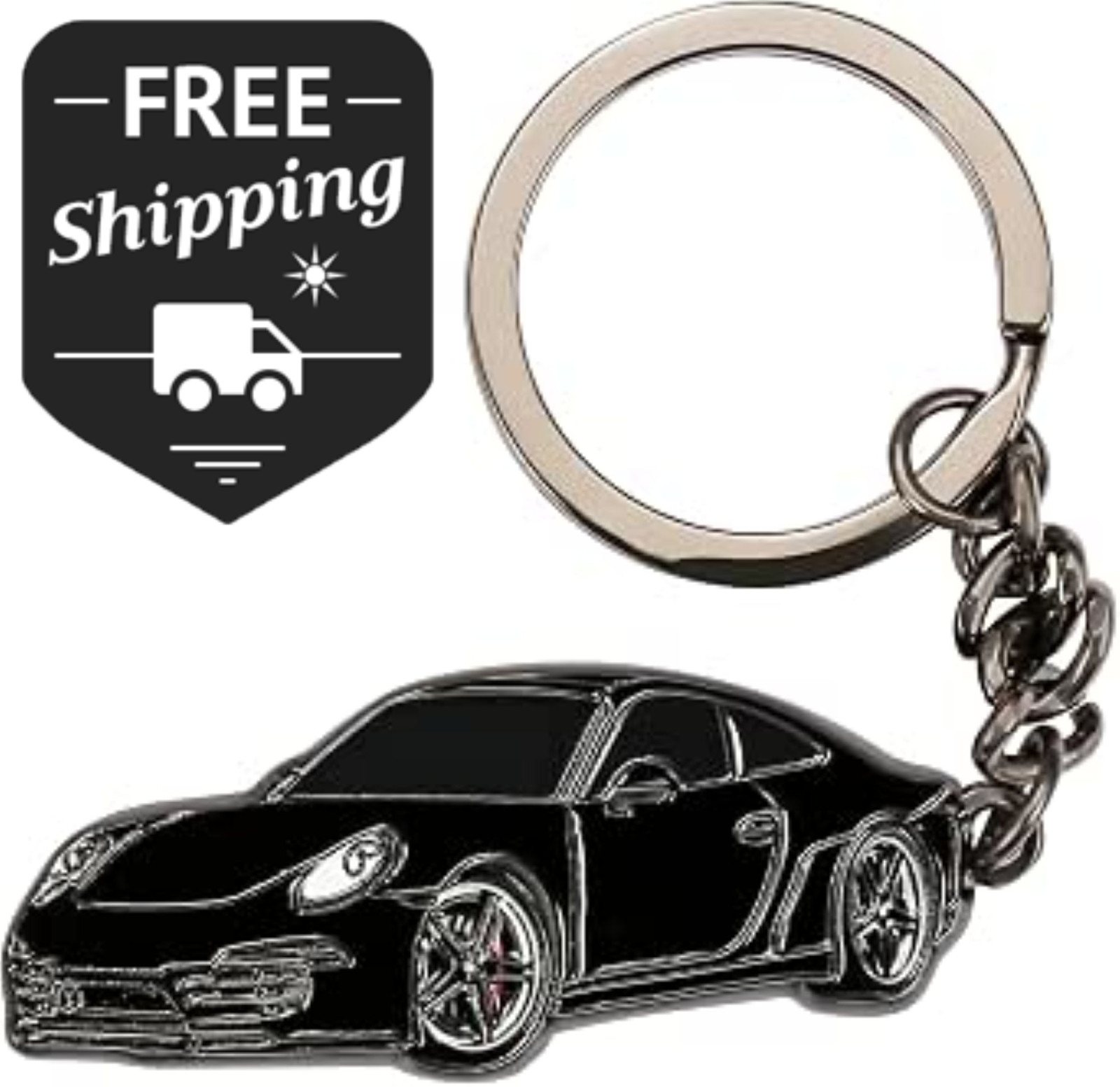 Metal Car Keychain Keyring for Porsche 911 Key Fob Holder Replacement Key Chain