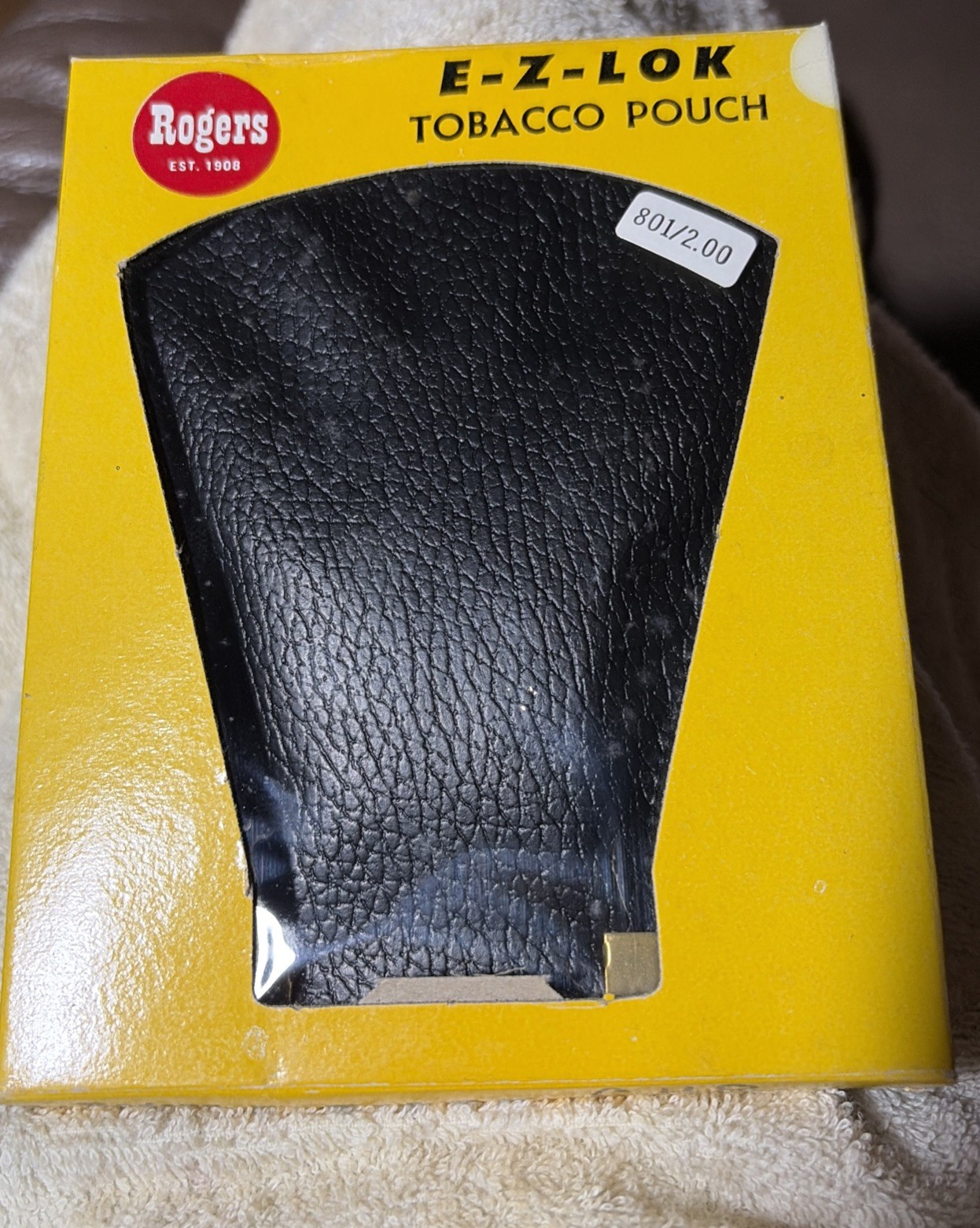 Vintage Rogers E-Z-Lok Black Leather Tobacco Pouch Case - New In Package