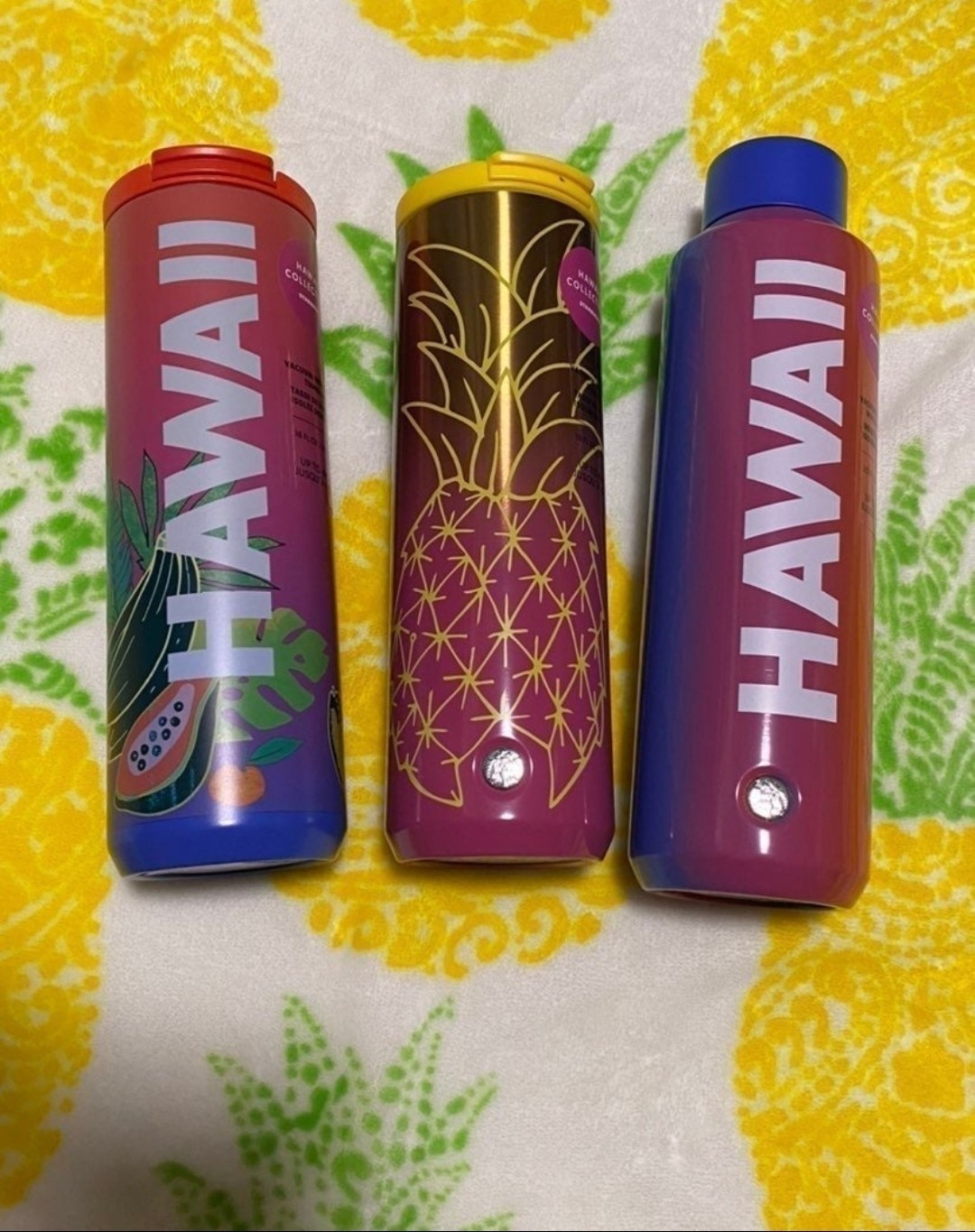 3pack Starbucks Hawaii exclusive tropical fruit 2 Tumblers & 1 Water Bottle. New